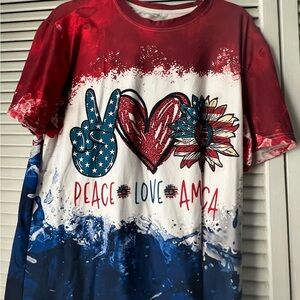 Peace Love America women’s shirt  - Red, White, and Blue